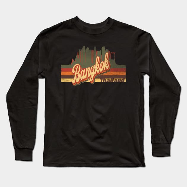 Retro Vintage Bangkok (distressed look) Long Sleeve T-Shirt by Happy as I travel